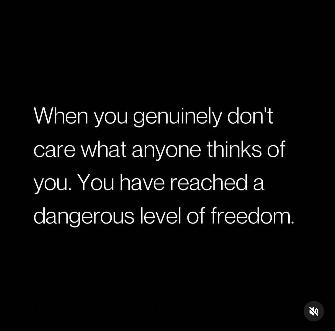 Quote: When you genuinely don't care what anyone thinks of you. You have reached a dangerous level of freedom.